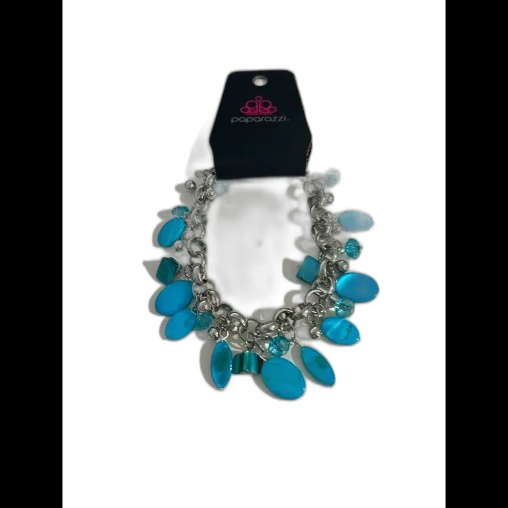 Paparazzi bead bracelet blue & silvertone